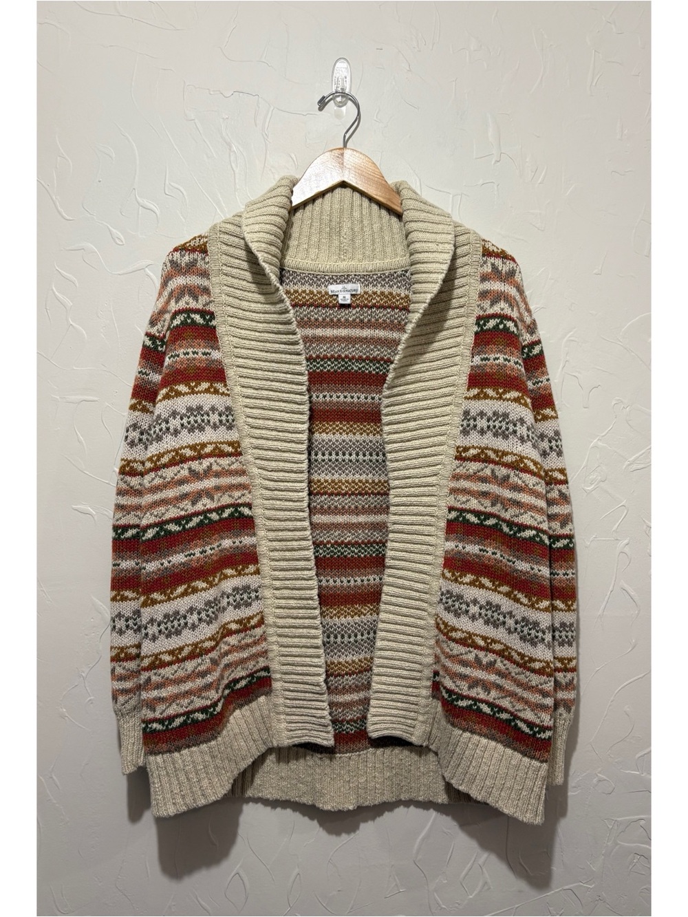 LL Bean Signature fair isle 100% cotton cardigan sweater (medium)
